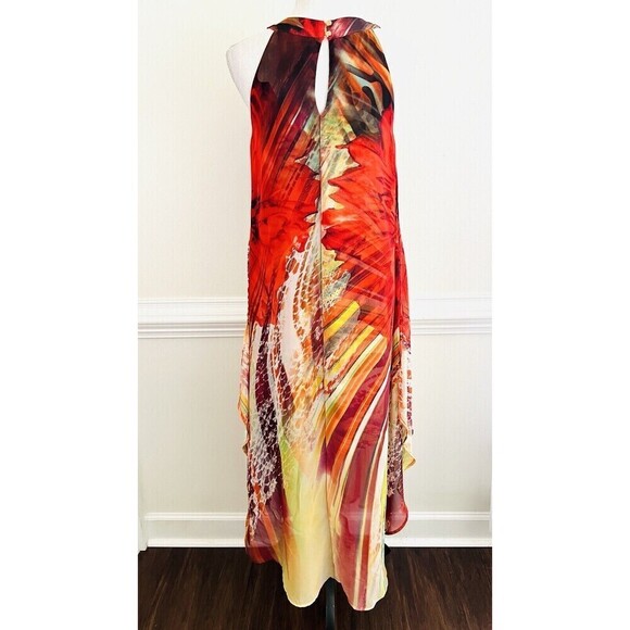 🎉Clearance🎉Cato Red Long Flowy Beaded Layered Chiffon Summer Dress Small - Picture 8 of 11